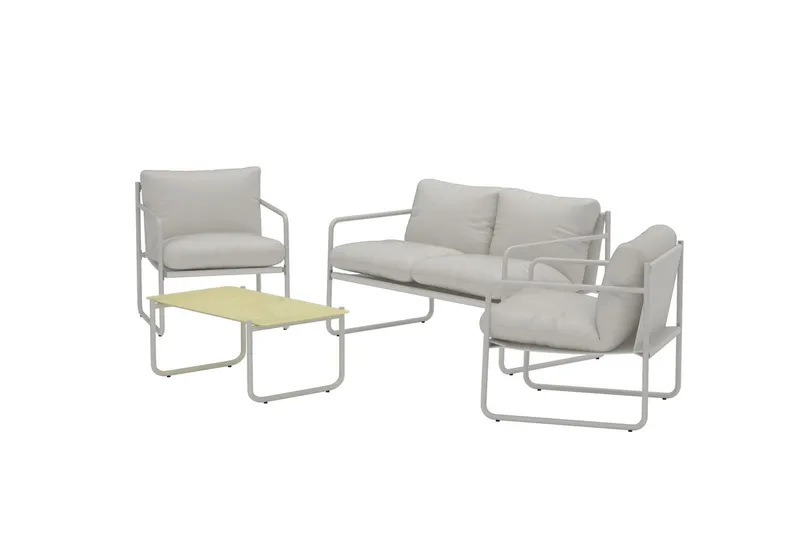Thassos sofagruppe 2-seters sofa + 2 lenestoler med bord utendørs - Beige - Hagemøbler & utemiljø - Hagegruppe - Sofagruppe utendørs
