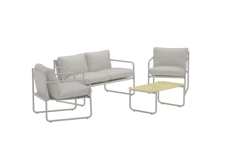 Thassos sofagruppe 2-seters sofa + 2 lenestoler med bord utendørs - Beige - Hagemøbler & utemiljø - Hagegruppe - Sofagruppe utendørs