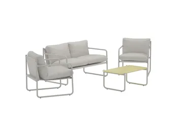 Thassos sofagruppe 2-seters sofa + 2 lenestoler med bord utendørs - Beige - Hagemøbler & utemiljø - Hagegruppe - Sofagruppe utendørs
