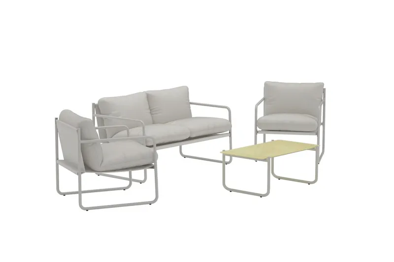 Thassos sofagruppe 2-seters sofa + 2 lenestoler med bord utendørs - Beige - Hagemøbler & utemiljø - Hagegruppe - Sofagruppe utendørs