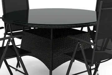 Thor utendørs rund spisegruppe 140 cm med 4 Maggie regulerbare stoler - Svart - Hagemøbler & utemiljø - Hagegruppe - Spisegrupper hage