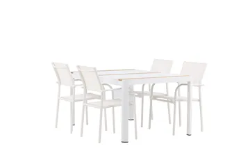 Togo Spisegruppe 150 cm Rektangulær med 4 Santorini Stoler - Natur - Hagemøbler & utemiljø - Hagegruppe - Spisegrupper hage