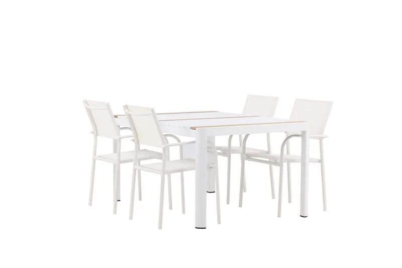 Togo Spisegruppe 150 cm Rektangulær med 4 Santorini Stoler - Natur - Hagemøbler & utemiljø - Hagegruppe - Spisegrupper hage