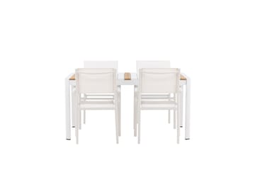 Togo Spisegruppe 150 cm Rektangulær med 4 Santorini Stoler - Natur - Hagemøbler & utemiljø - Hagegruppe - Spisegrupper hage