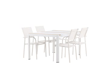 Togo Spisegruppe 150 cm Rektangulær med 4 Santorini Stoler - Natur - Hagemøbler & utemiljø - Hagegruppe - Spisegrupper hage