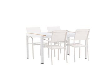Togo Spisegruppe 150 cm Rektangulær med 4 Santorini Stoler - Natur - Hagemøbler & utemiljø - Hagegruppe - Spisegrupper hage