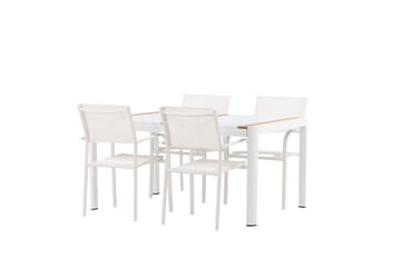 Togo Spisegruppe 150 cm Rektangulær med 4 Santorini Stoler - Natur - Hagemøbler & utemiljø - Hagegruppe - Spisegrupper hage