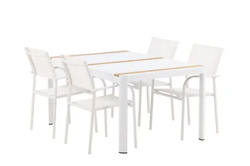 Togo Spisegruppe 150 cm Rektangulær med 4 Santorini Stoler - Natur - Hagemøbler & utemiljø - Hagegruppe - Spisegrupper hage