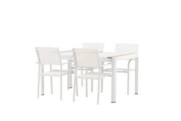 Togo Spisegruppe 150 cm Rektangulær med 4 Santorini Stoler - Natur - Hagemøbler & utemiljø - Hagegruppe - Spisegrupper hage
