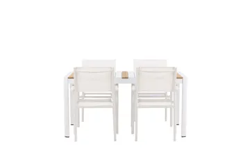 Togo Spisegruppe 150 cm Rektangulær med 4 Santorini Stoler - Natur - Hagemøbler & utemiljø - Hagegruppe - Spisegrupper hage