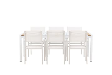Togo Spisegruppe 200 cm Rektangulær med 6 Santorini Stoler - Natur - Hagemøbler & utemiljø - Hagegruppe - Spisegrupper hage