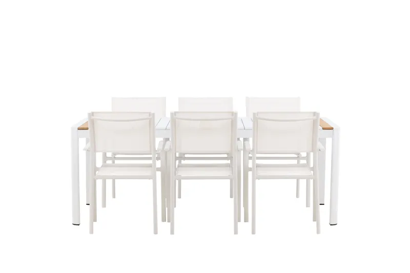 Togo Spisegruppe 200 cm Rektangulær med 6 Santorini Stoler, Natur