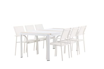 Togo Spisegruppe 200 cm Rektangulær med 6 Santorini Stoler - Natur - Hagemøbler & utemiljø - Hagegruppe - Spisegrupper hage