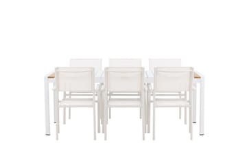 Togo Spisegruppe 200 cm Rektangulær med 6 Santorini Stoler - Natur - Hagemøbler & utemiljø - Hagegruppe - Spisegrupper hage