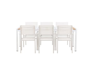 Togo Spisegruppe 200 cm Rektangulær med 6 Santorini Stoler - Natur - Hagemøbler & utemiljø - Hagegruppe - Spisegrupper hage