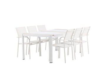 Togo Spisegruppe 200 cm Rektangulær med 6 Santorini Stoler - Natur - Hagemøbler & utemiljø - Hagegruppe - Spisegrupper hage