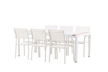 Togo Spisegruppe 200 cm Rektangulær med 6 Santorini Stoler - Natur - Hagemøbler & utemiljø - Hagegruppe - Spisegrupper hage