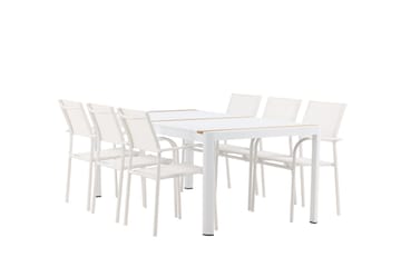 Togo Spisegruppe 200 cm Rektangulær med 6 Santorini Stoler - Natur - Hagemøbler & utemiljø - Hagegruppe - Spisegrupper hage