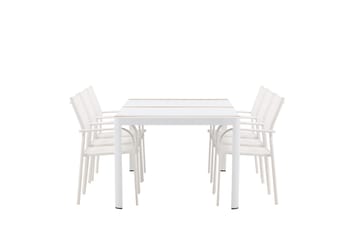 Togo Spisegruppe 200 cm Rektangulær med 6 Santorini Stoler - Natur - Hagemøbler & utemiljø - Hagegruppe - Spisegrupper hage