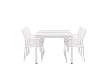 Togo Spisegruppe 200 cm Rektangulær med 6 Santorini Stoler - Natur - Hagemøbler & utemiljø - Hagegruppe - Spisegrupper hage