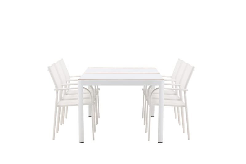 Togo Spisegruppe 200 cm Rektangulær med 6 Santorini Stoler - Natur - Hagemøbler & utemiljø - Hagegruppe - Spisegrupper hage