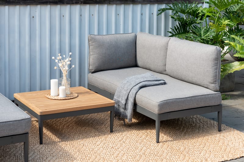 TOPAZ Loungegruppe 4-seter sofa + sofabord 73 cm - Grå - Hagemøbler & utemiljø - Hagegruppe - Sofagruppe utendørs