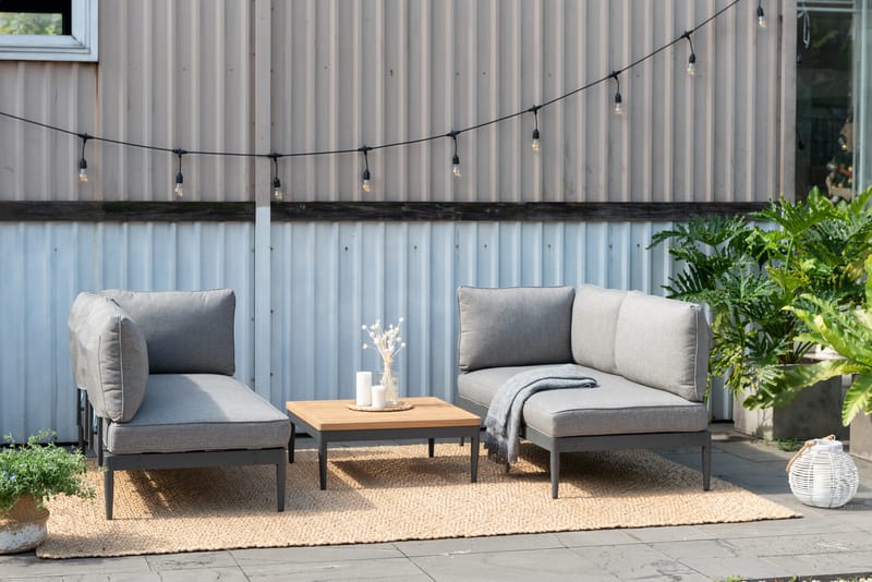TOPAZ Loungegruppe 4-seter sofa + sofabord 73 cm - Grå - Hagemøbler & utemiljø - Hagegruppe - Sofagruppe utendørs