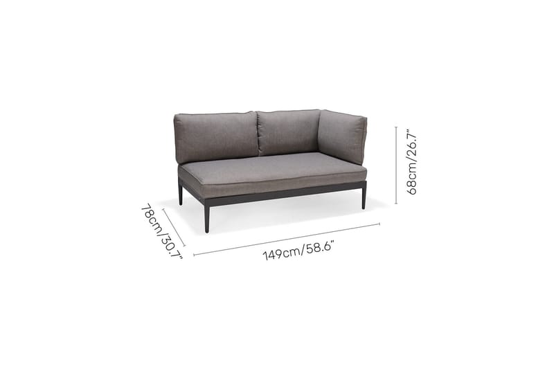 TOPAZ Loungegruppe 6-seter sofa + sofabord 73 cm - Magnesiumgrå - Hagemøbler & utemiljø - Hagegruppe - Sofagruppe utendørs