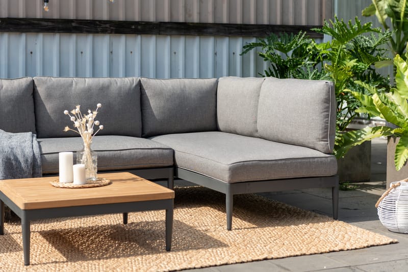 TOPAZ Loungegruppe 6-seter sofa + sofabord 73 cm - Magnesiumgrå - Hagemøbler & utemiljø - Hagegruppe - Sofagruppe utendørs