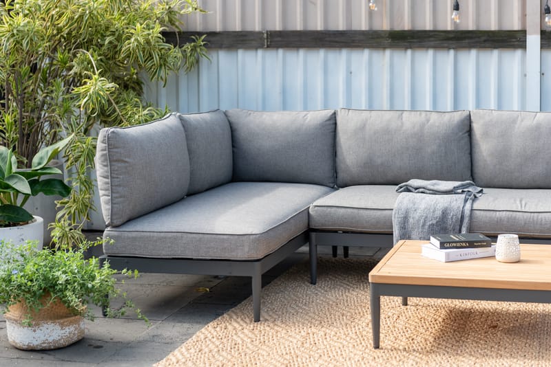 TOPAZ Loungegruppe 6-seter sofa + sofabord 73 cm - Magnesiumgrå - Hagemøbler & utemiljø - Hagegruppe - Sofagruppe utendørs