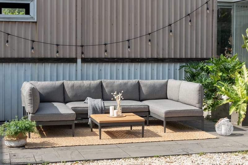 TOPAZ Loungegruppe 6-seter sofa + sofabord 73 cm - Magnesiumgrå - Hagemøbler & utemiljø - Hagegruppe - Sofagruppe utendørs