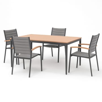 TOPAZ Spisegruppe 144 cm 4 lenestoler - Magnesiumgrå - Hagemøbler & utemiljø - Hagegruppe - Spisegrupper hage