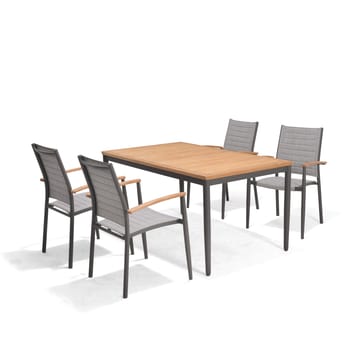 TOPAZ Spisegruppe 144 cm 4 lenestoler - Magnesiumgrå - Hagemøbler & utemiljø - Hagegruppe - Spisegrupper hage