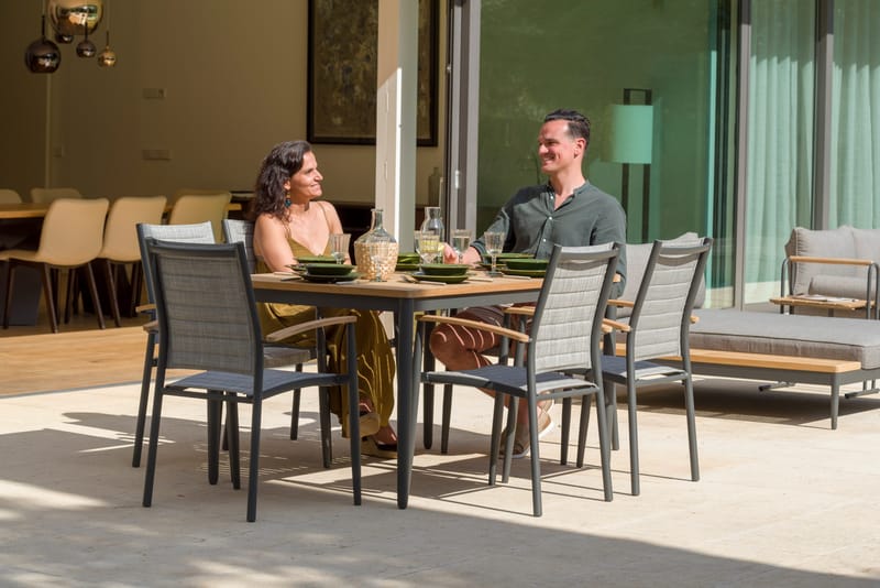 TOPAZ Spisegruppe 144 cm 6 lenestoler - Grå - Hagemøbler & utemiljø - Hagegruppe - Spisegrupper hage