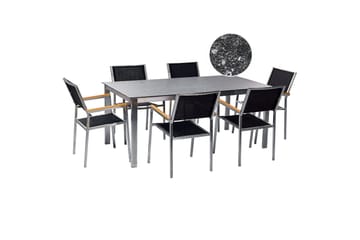 Trädgårdsmatgrupp Beliani Cosoleto/Grosseto 6-Sits Black||Silver - Hagemøbler & utemiljø - Hagegruppe - Spisegrupper hage