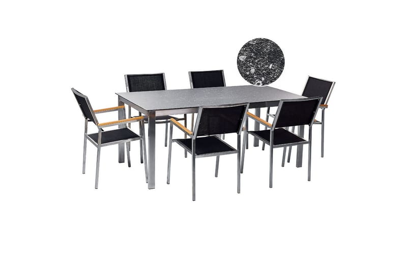 Trädgårdsmatgrupp Beliani Cosoleto/Grosseto 6-Sits Black||Silver