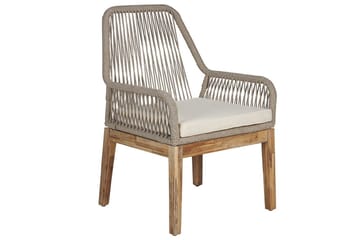 Trädgårdsmöbelset Beliani Olbia 6-sits Krämvit/svart/ljust trä White||Beige||Light wood - Hagemøbler & utemiljø - Hagegruppe - Spisegrupper hage
