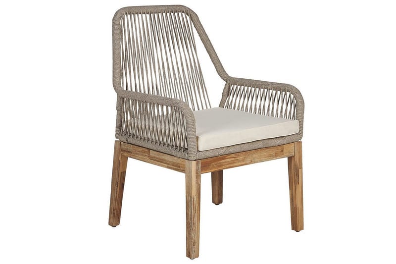 Trädgårdsmöbelset Beliani Olbia 6-sits Krämvit/svart/ljust trä White||Beige||Light wood - Hagemøbler & utemiljø - Hagegruppe - Spisegrupper hage