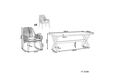 Trädgårdsmöbelset Beliani Olbia 6-sits Krämvit/svart/ljust trä White||Beige||Light wood - Hagemøbler & utemiljø - Hagegruppe - Spisegrupper hage