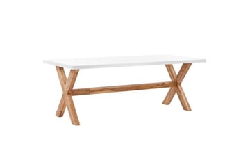 Trädgårdsmöbelset Beliani Olbia 6-sits Krämvit/svart/ljust trä White||Beige||Light wood - Hagemøbler & utemiljø - Hagegruppe - Spisegrupper hage