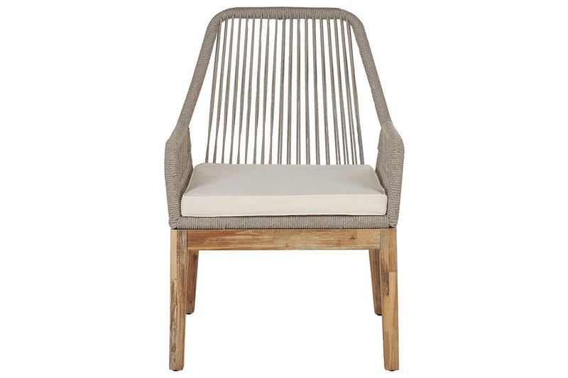 Trädgårdsmöbelset Beliani Olbia 6-sits Krämvit/svart/ljust trä White||Beige||Light wood - Hagemøbler & utemiljø - Hagegruppe - Spisegrupper hage