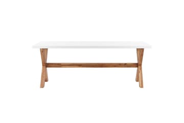 Trädgårdsmöbelset Beliani Olbia 6-sits Krämvit/svart/ljust trä White||Beige||Light wood - Hagemøbler & utemiljø - Hagegruppe - Spisegrupper hage