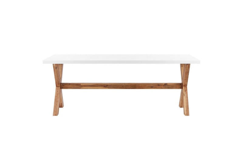 Trädgårdsmöbelset Beliani Olbia 6-sits Krämvit/svart/ljust trä White||Beige||Light wood - Hagemøbler & utemiljø - Hagegruppe - Spisegrupper hage