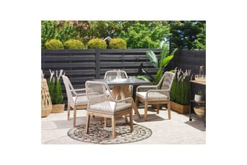 Trädgårdsmöbelset Beliani Olbia med fyrkantigt betongbord Grey||Beige||Light wood - Hagemøbler & utemiljø - Hagegruppe - Spisegrupper hage
