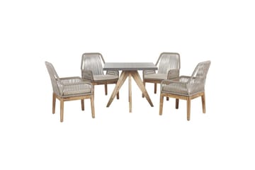 Trädgårdsmöbelset Beliani Olbia med fyrkantigt betongbord Grey||Beige||Light wood - Hagemøbler & utemiljø - Hagegruppe - Spisegrupper hage