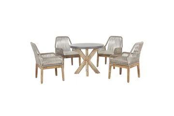 Trädgårdsmöbelset Beliani Olbia med runt betongbord Grey||Beige||Light wood - Hagemøbler & utemiljø - Hagegruppe - Spisegrupper hage