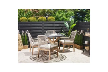 Trädgårdsmöbelset Beliani Olbia med runt betongbord Grey||Beige||Light wood - Hagemøbler & utemiljø - Hagegruppe - Spisegrupper hage