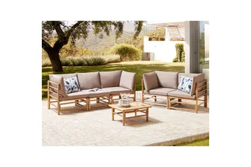 Trädgårdssoffgrupp Beliani Cerreto Beige/ljust trä Beige||Light wood - Hagemøbler & utemiljø - Hagegruppe - Sofagruppe utendørs