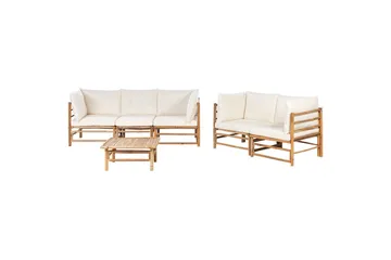 Trädgårdssoffgrupp Beliani Cerreto Beige/ljust trä White||Light wood - Hagemøbler & utemiljø - Hagegruppe - Sofagruppe utendørs