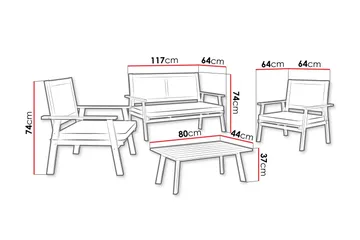 Tritante 4-seters Sofagruppe Utendørs – Loungegruppe balkong terrasse uteplass - Brun - Hagemøbler & utemiljø - Hagegruppe - Sofagruppe utendørs